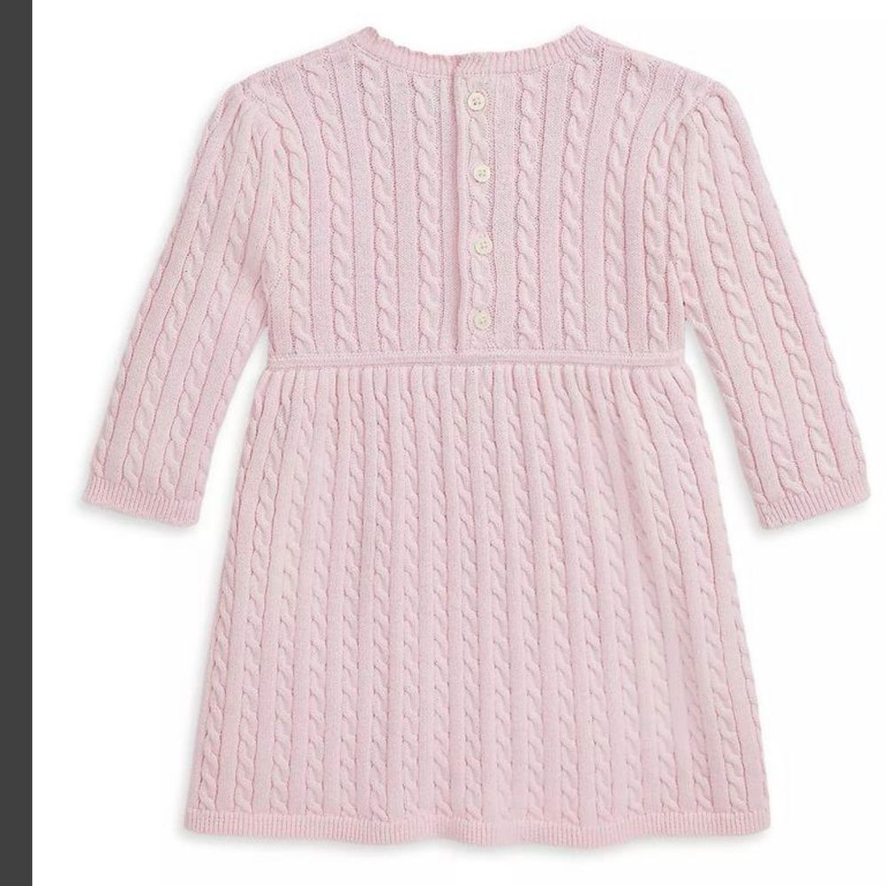 Ralph Lauren Pink Cable Knit Baby Girl Dress Size 9 months - Picture 2 of 7